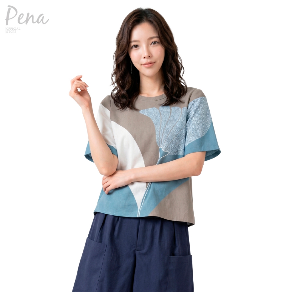 Pena House เสื้อเบลาส์คอกลม แขนสั้น PWSS042602