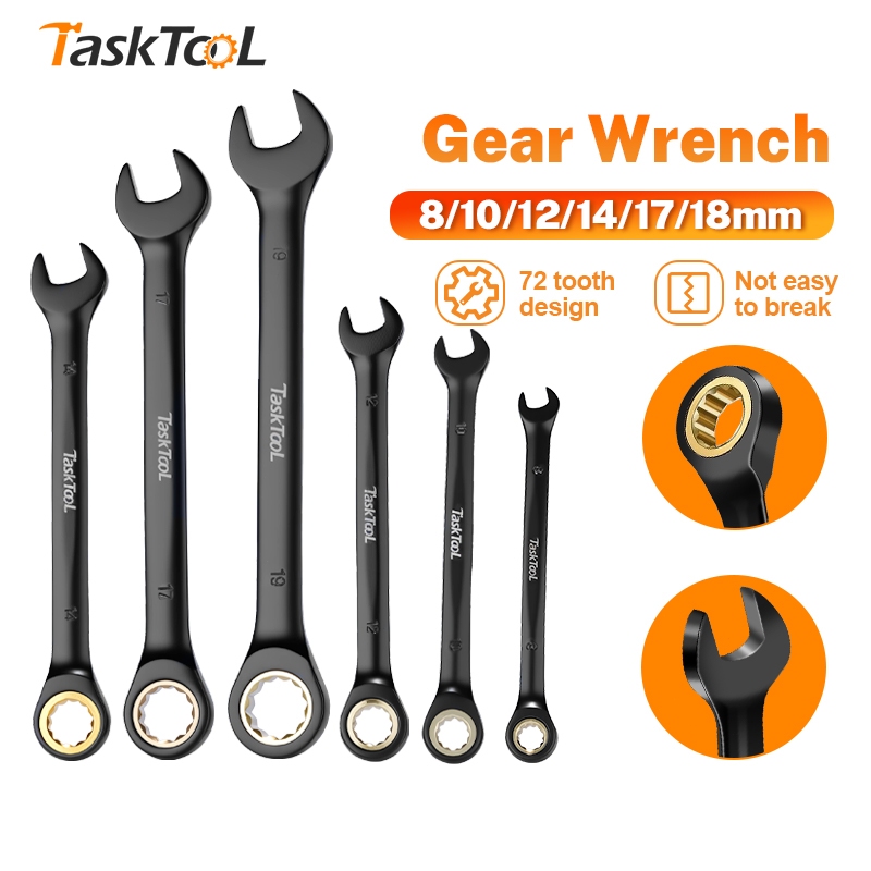 TASKTOOL ประแจปากตาย ประแจแหวนข้าง 8-24mm ใช้ ขัน คลายน็อต สกรู ลูกบล็อค