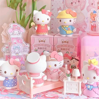 8 ชิ้น/ชุด ฟิกเกอร์ Sanrio Kitty ขนาด 6-7 ซม. ไดอารี่เจ้าหญิงน่ารัก ชุดแต่งตัว อนิเมะ โมเดลของเล่น ของตกแต่งเดสก์ท็อป
