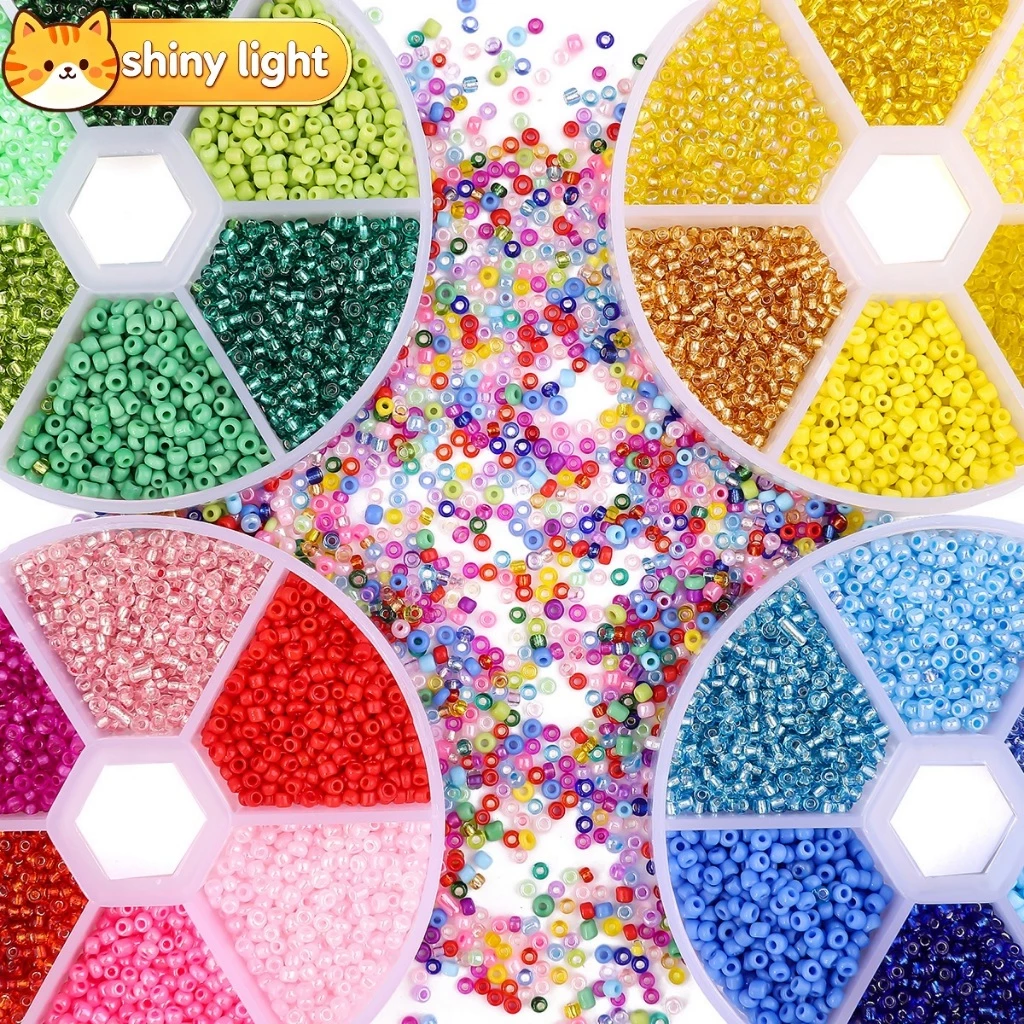1 กล่อง เมล็ดลูกปัดคริสตัลแก้วเช็ก 2 มม. 3900 ชิ้น อุปกรณ์ DIY ทำสร้อยคอ เครื่องประดับ ครบเซต