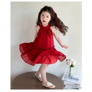 jqk ชุดเดรส กระโปรงเด็กผู้หญิง (สีแดง) รุ่น LL102