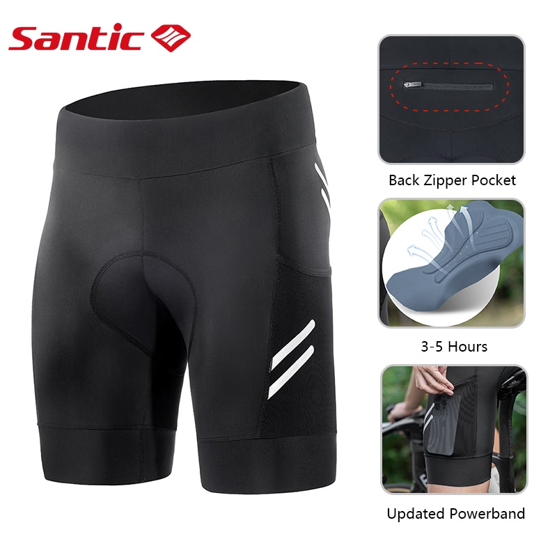 Santic กางเกงปั่นจักรยานผู้ชายขาสั้นขี่ 1/2 กีฬา 4D เบาะระบายอากาศกางเกงขาสั้นสะท้อนแสง KM3C05173H