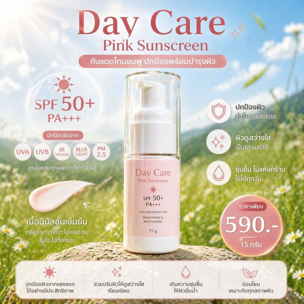 กันแดดอิมัลชั่นสีชมพู เดย์ แคร์ พิงค์ ซันสกรีนspf50 pa+++