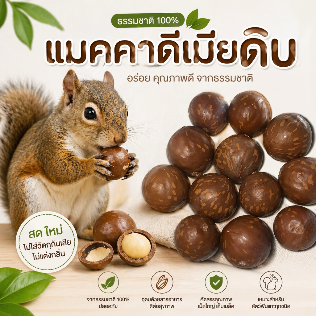 แมคคาดีเมียดิบ 12 ลูก สำหรับแทะลับฟัน
