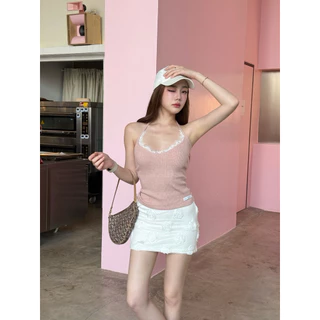พร้อมส่ง* Lace grace top (เสื้อสายเดี่ยว คล้องคอ กลิตเตอร์)