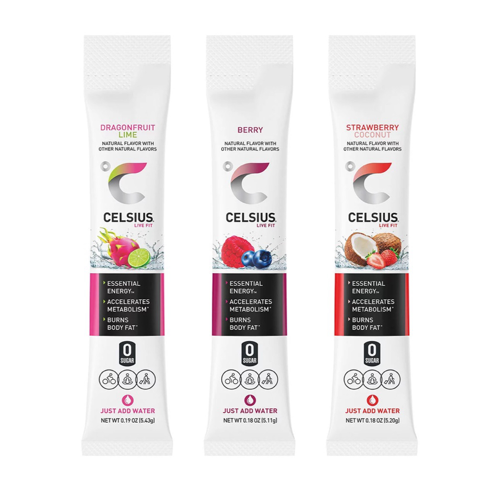 CELSIUS On-The-Go Powder Stick Packs, Zero Sugar, 1 sachet, 2.5 Ounce