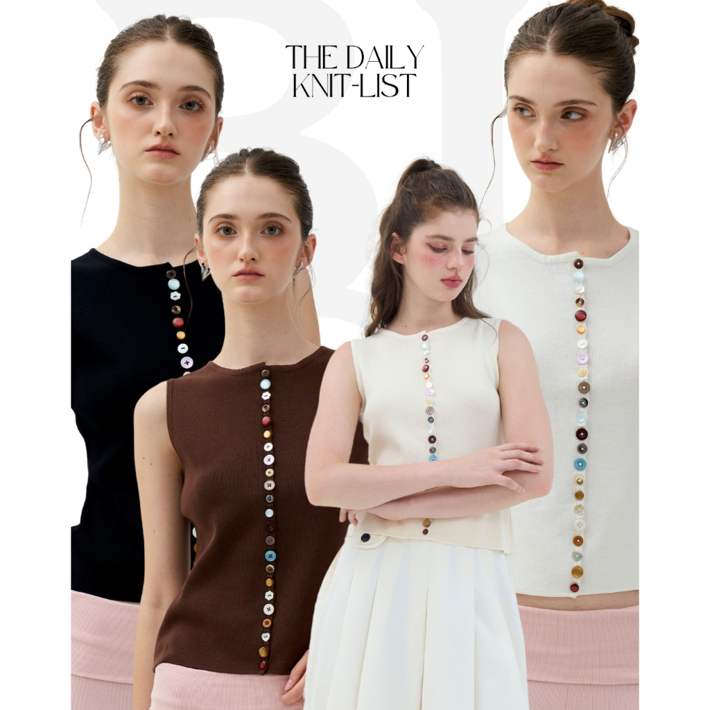 BCVS06 The Daily Knit-List - เสื้อกั๊กผ้า Knit กระดุกหลากสี หลากสไตล์