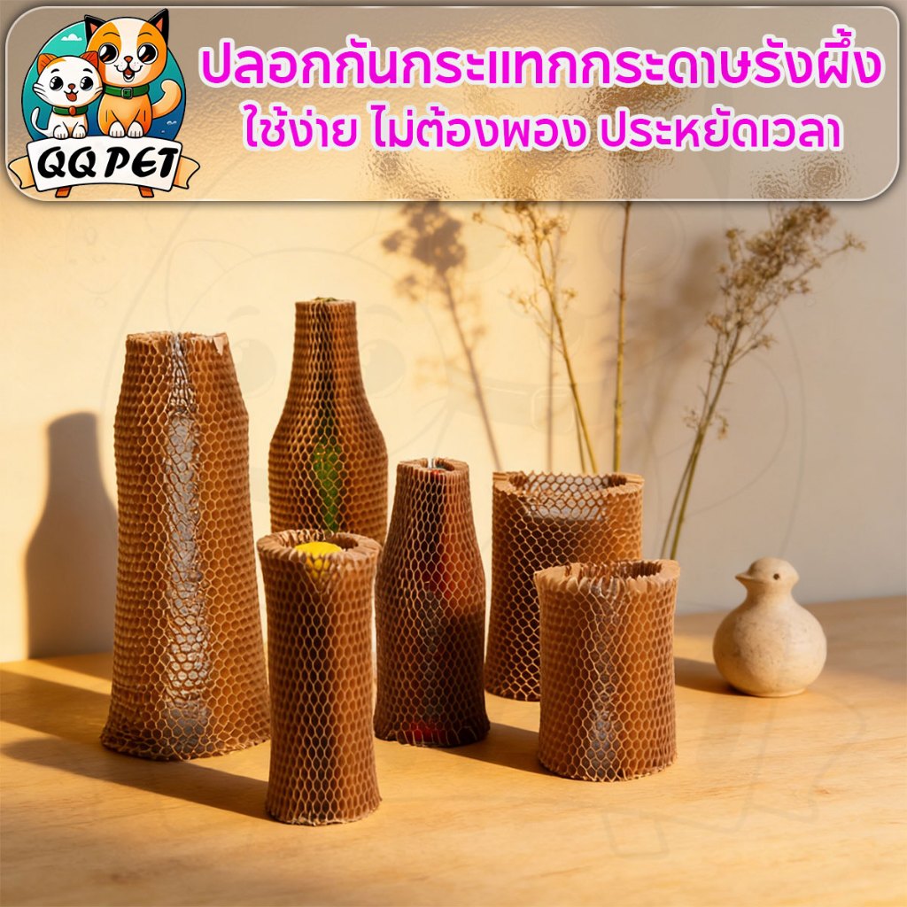 QQ ปลอกกันกระแทกกระดาษรังผึ้ง วัสดุแพ็คของ ยืดหยุ่นสูง ป้องกันแรงกระแทก สำหรับสินค้าเปราะบาง