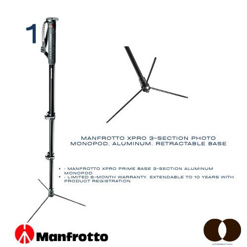 Manfrotto XPRO 3-Section /  Element MII Video Monopod Aluminium Kit with Fluid Head / Element MII Vi