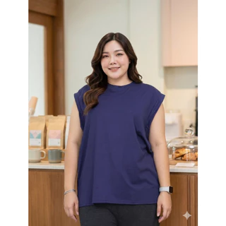 เสื้อคอกลม แขนกุด ทรงโอเวอร์ไซส์ สีพื้น ผ้าคอตตอนผสม เนื้อผ้านิ่ม ระบายอากาศได้ดี ทรงสปอร์ต แมทช์ได้หลายลุค tb8100#