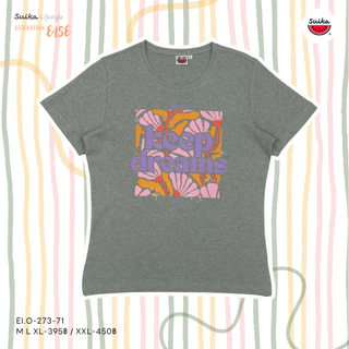 แตงโม (SUIKA) - เสื้อยืดคอกลมแขนสั้นผ้าอินเตอร์ล็อก ปักและพิมพ์ลาย (EI.O-211 273 265 102 )