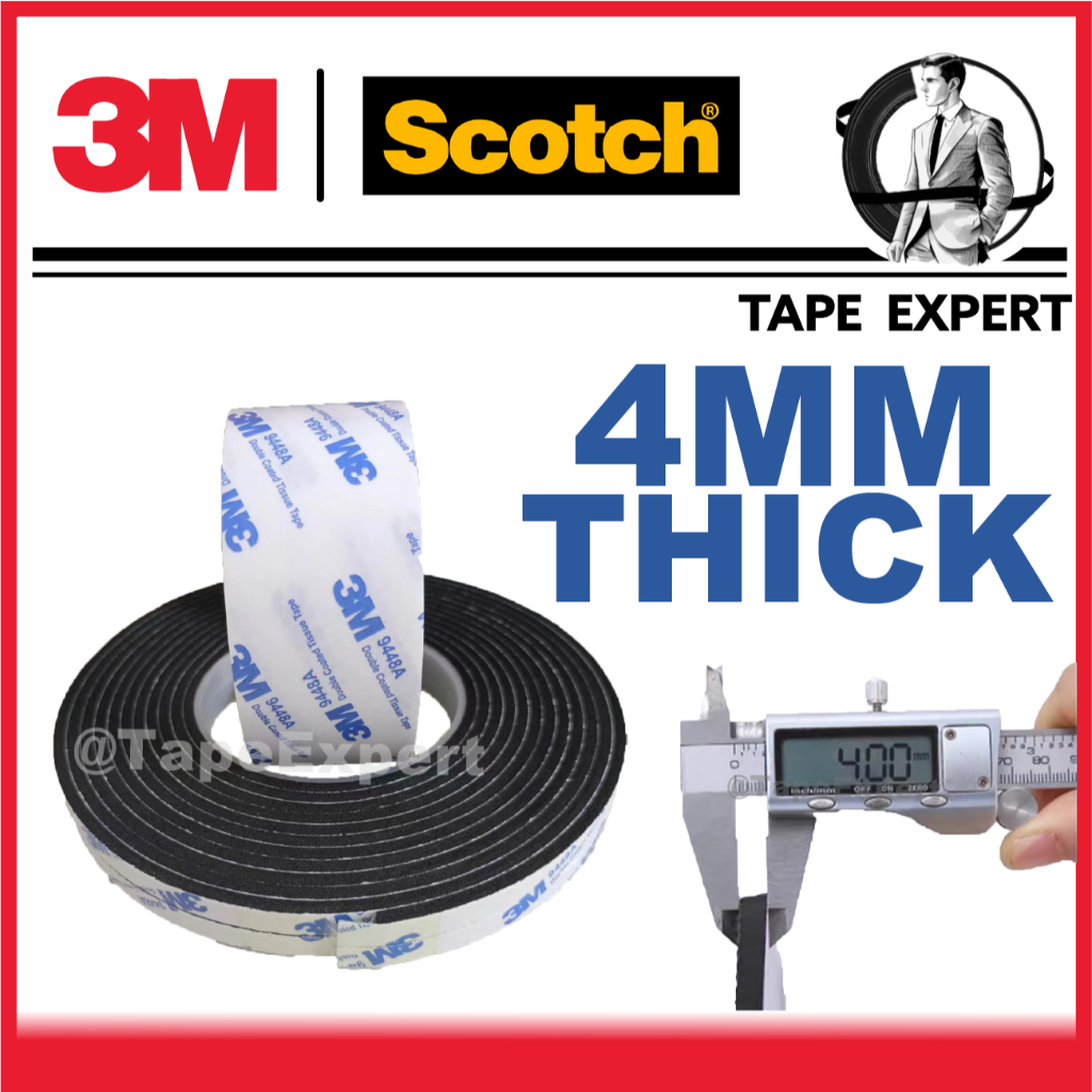 3M 9448A EVA เทปสองหน้า 4 มม.สีดําโฟมหนาในร่ม Gab Hole Sealing ติดตั้ง Strong