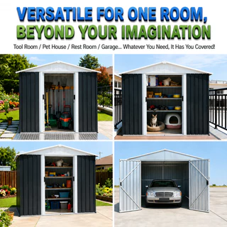 บ้านเก็บของ บ้านเก็บของกลางแจ้ง 195*121*185 with Skylight, Window, Built-in Ventilation