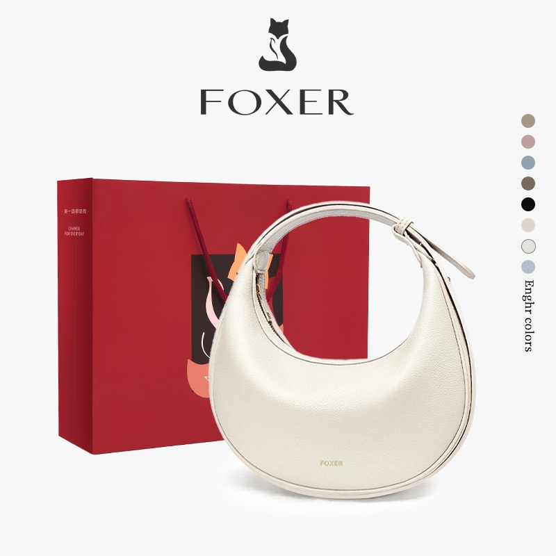 FOXER กระเป๋าใส่พระจันทร์เสี้ยว กระเป๋าถือสไตล์อ่อนโยน กระเป๋าถือใบเล็กใส่ของจุกจิก กระเป๋าสะพายสุภาพสตรี
