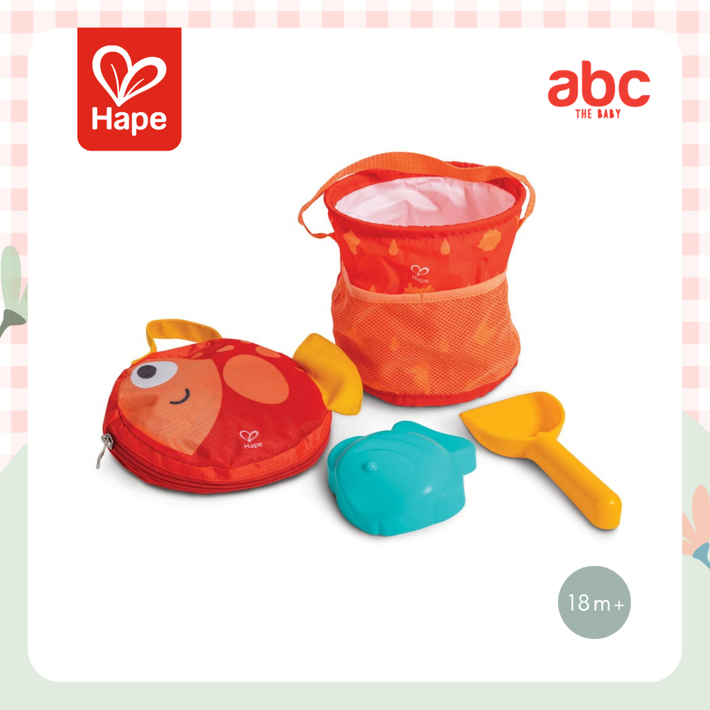 Hape ของเล่นทราย ชุดกระเป๋าของเล่นทรายของเบบี๋ Fold and Go Beach Set ของเล่นเสริมพัฒนาการ 18m+ – โปรปัง