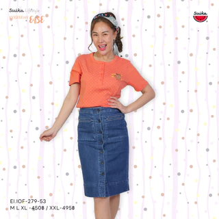 เสื้อแตงโม (SUIKA) - เสื้อยืดคอกลมเจาะสาบแขนสั้น ลายปัก / พิมพ์ (EI.IOF-238 279 080)