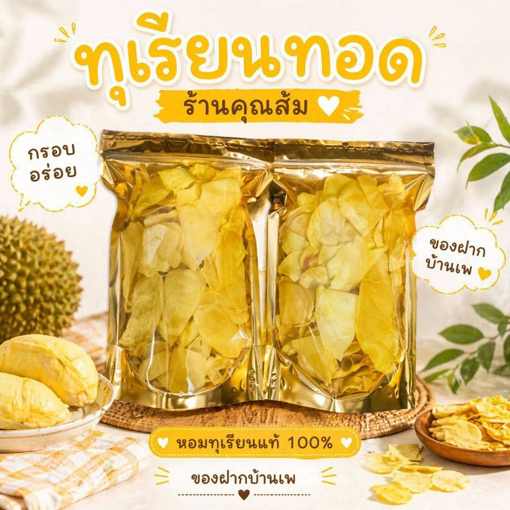 ทุเรียนทอด เกรดA ขนาด500กรัม(250กรัม*2)*ล็อตใหม่*