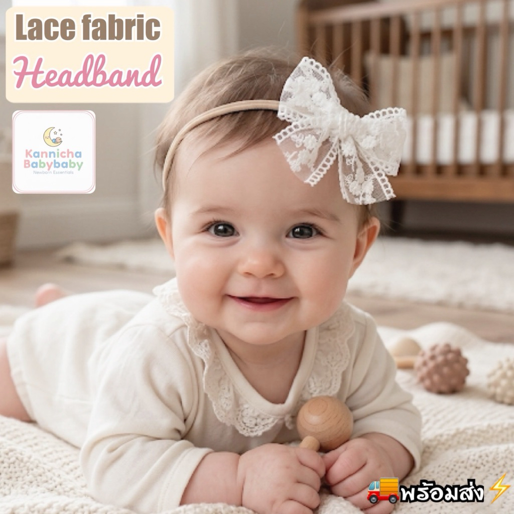 [พร้อมส่ง]ที่คาดผมเด็กแรกเกิด0-12เดือน Lace fabric โบว์ผ้าลูกไม้