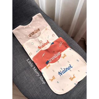 🇹🇭Little Merry กันเปื้อน (✔️ปักชื่อได้) รุ่นMUJI ผ้าคอตตอน สไตล์ญี่ปุ่น