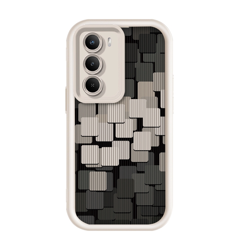 เข้ากันได้ Realme C75 5G/Realme C75x/Realme 14x,กรณีโทรศัพท์แบบไม่ชนกัน Morandi Grey Geometry Cube