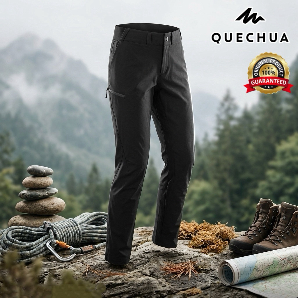 กางเกงเดินป่าขายาวสำหรับผู้ชาย รุ่น MH100 (สีดำ)QUECHUA