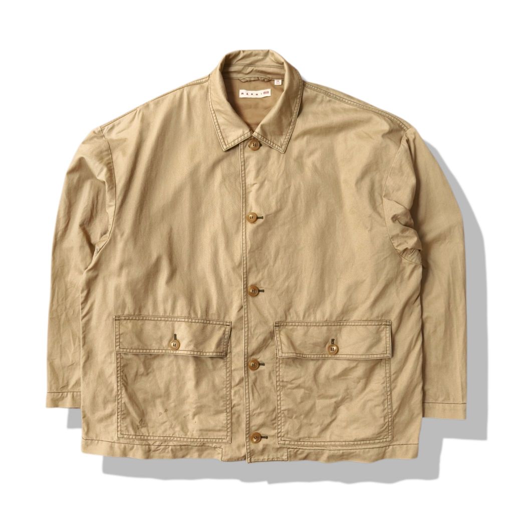 Uniqlo x Marni Collaboration Brown Oversized Utility Jacket(XXL) มือสอง รอบอก 54”
