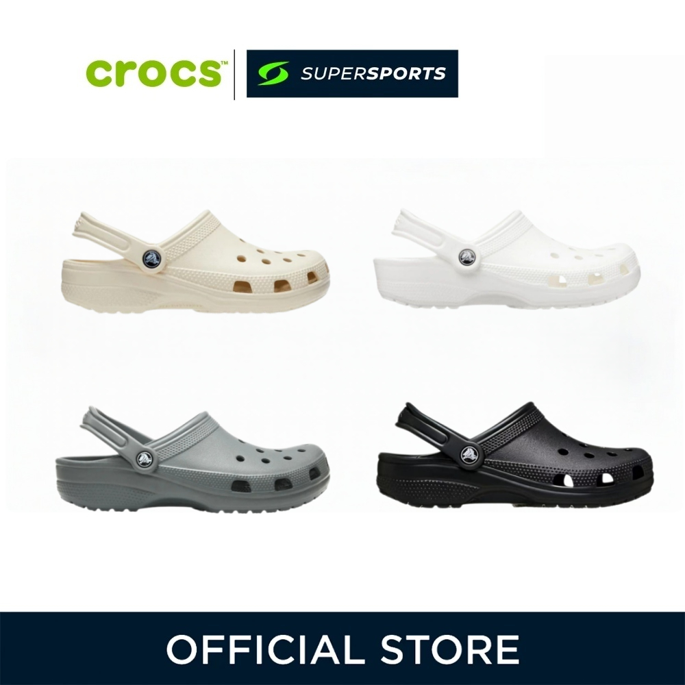 Crocs Classic Clog รองเท้าหัวโตคลาสสิก ของแท้ 100% มี 4 สี ดำ ขาว ครีม ครีมอ่อน วัสดุ Croslite นุ่มสบาย กันน้ำกันลื่น รู