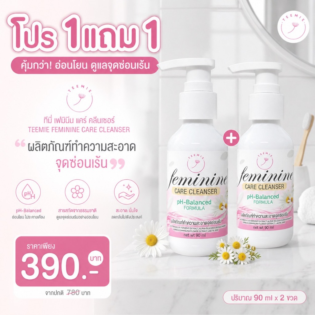 ทีมี่ เฟมินีน แคร์คลีนเซอร์ (TEEMIE FEMININE CARE CLEANSER) 90 ml.