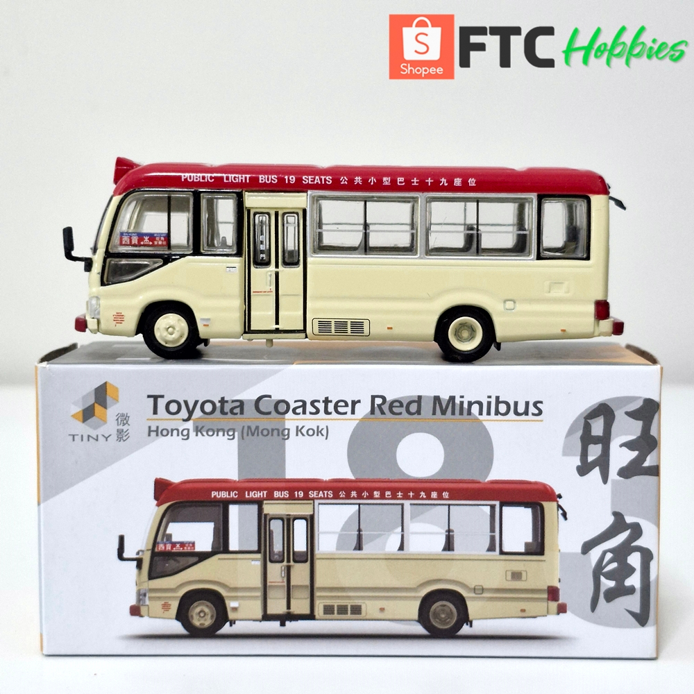 [มือสอง] TinyHK #183 - Toyota Coaster Red Minibus (Mong Kok) - Scale 1/76
