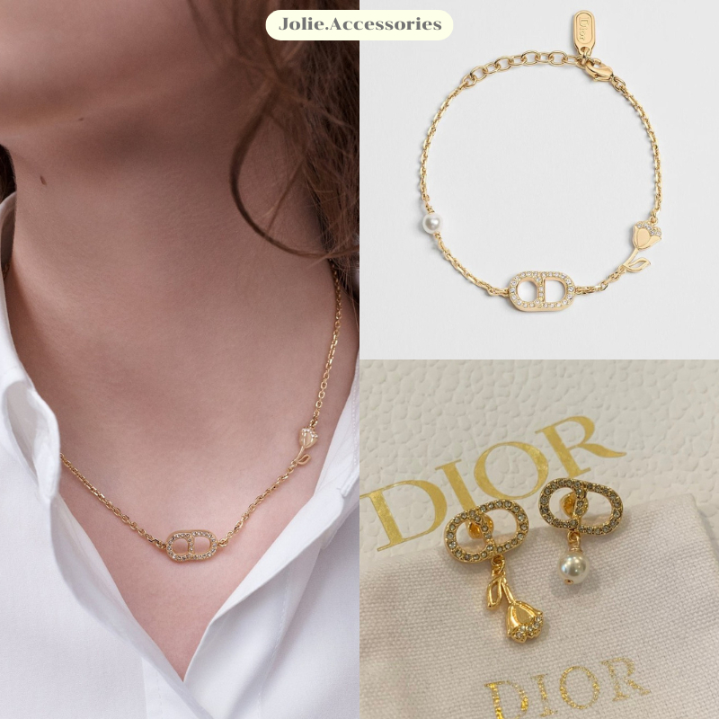 (D105 D106 D107) สร้อยคอ สร้อยคอ ต่างหู D lily มาใหม่ชนshop งานสวย ลัคชูสุดๆ มีปั๊มตัวแบรนด์ ♡