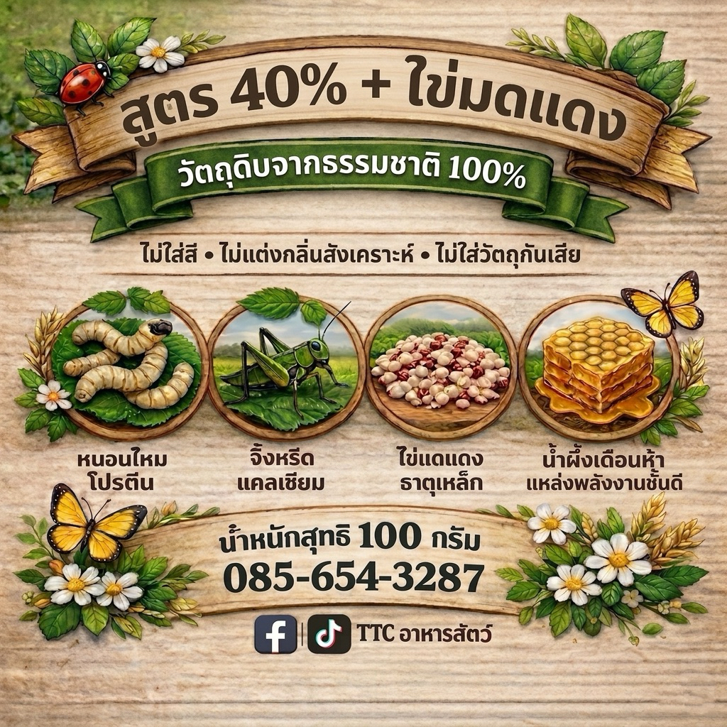 อาหารนกสูตรแมลง สี่สิบเปอร์เซ็นต์ ไข่มดแดง นกกางเขนดง นกบินหลา นกกรงหัวจุก