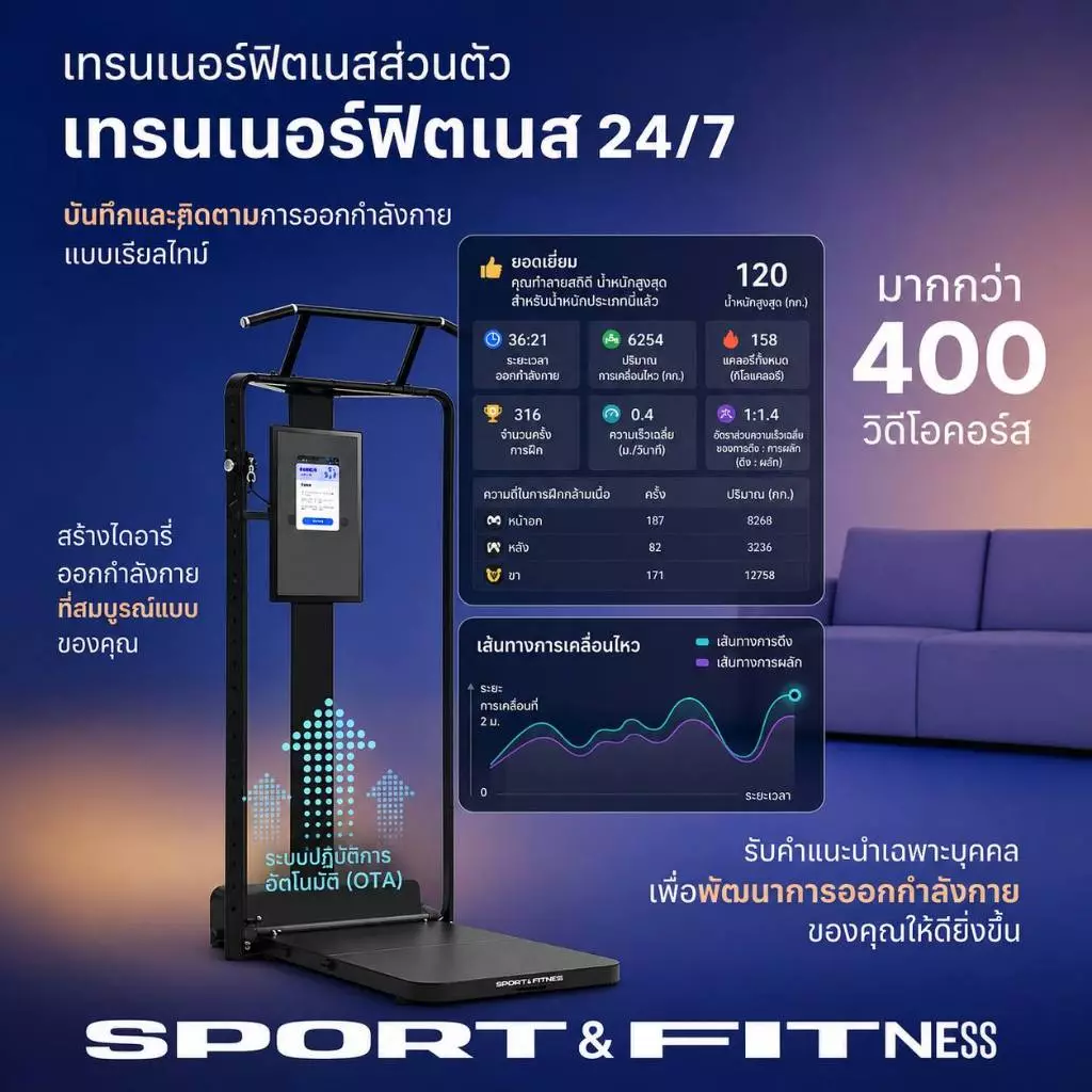 Ultra-S Smart Home Gym เครื่องออกกำลังกายอัจฉริยะ Multifunction Cable Machine thumbnail 3