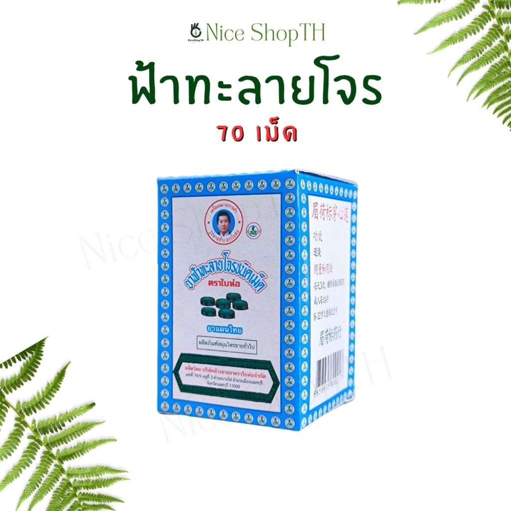 ฟ้าทะลายโจร 70 เม็ด ตราใบห่อ แก้ไข้ ตัวร้อน แก้ร้อนใน Nice ShopTH