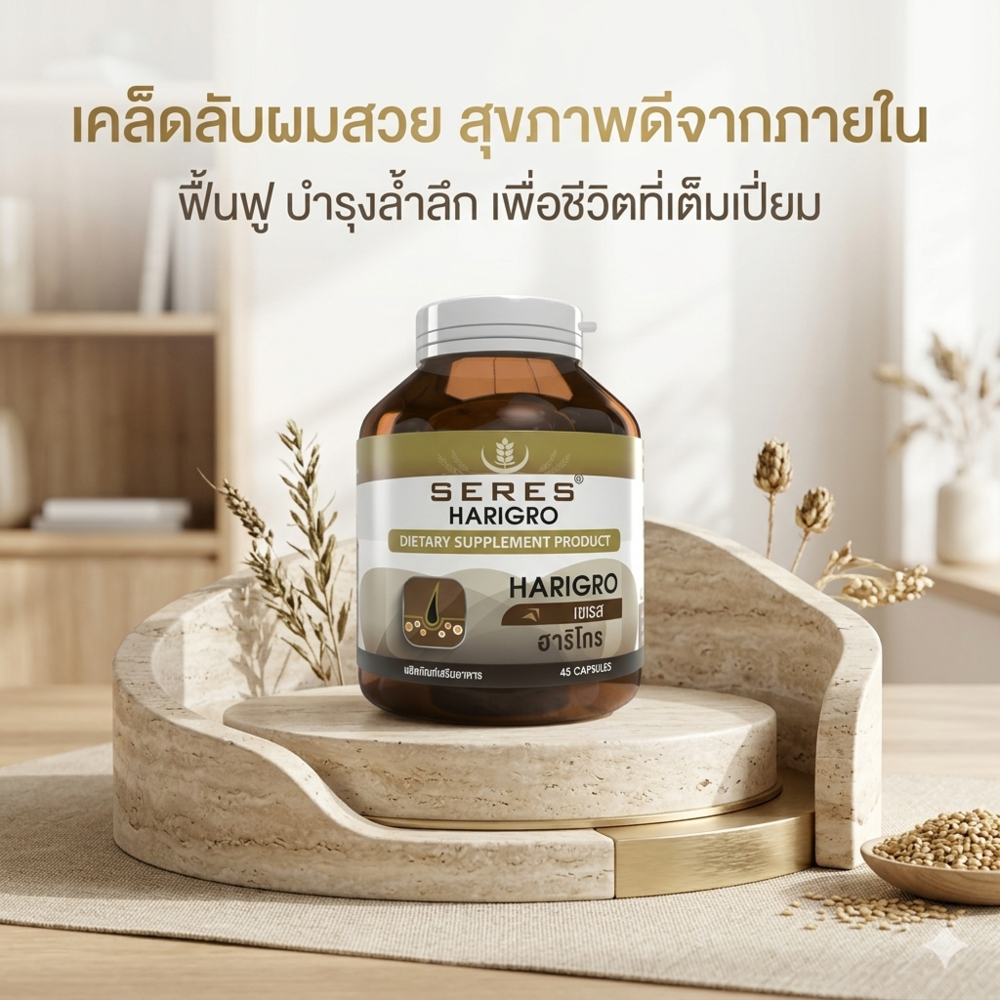 ของแท้  วิตามินผม Seres HARIGRO ฮาริโกร วิตามินบำรุงผม สารอาหารกว่า 11 ชนิด ปัญหาผมร่วง ผมหงอก ผมบาง หัวล้าน 45 แคปซูล