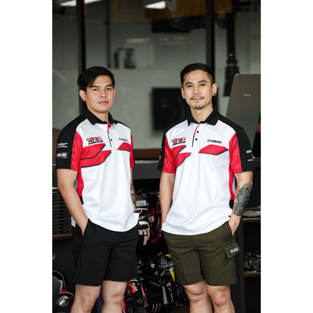 เสื้อโปโลยามาฮ่า70ปี สีขาว/ดำ