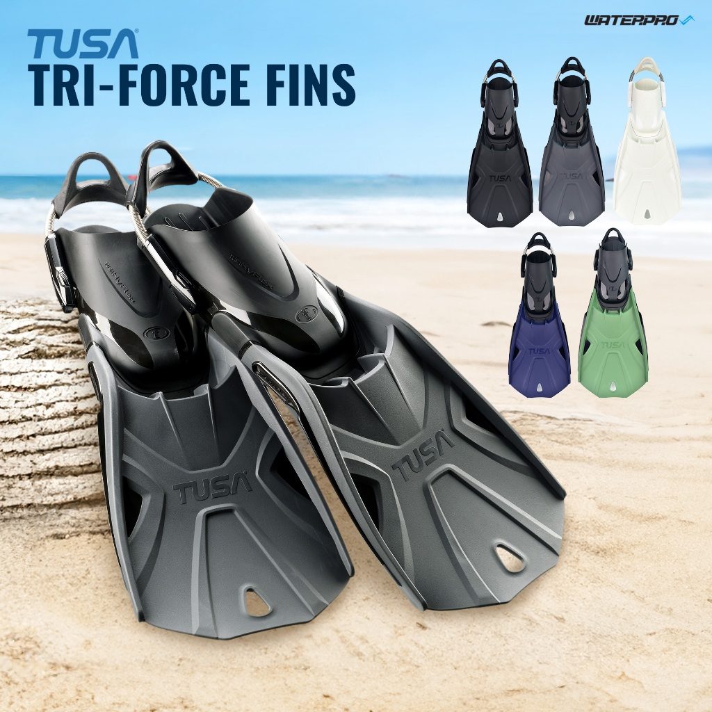 ฟินดำน้ำสกูบ้าเปิดส้น – SF0112 Tri-Force Fins (HyFlex System) แบรนด์ TUSA – สำหรับใส่กับรองเท้าบูท