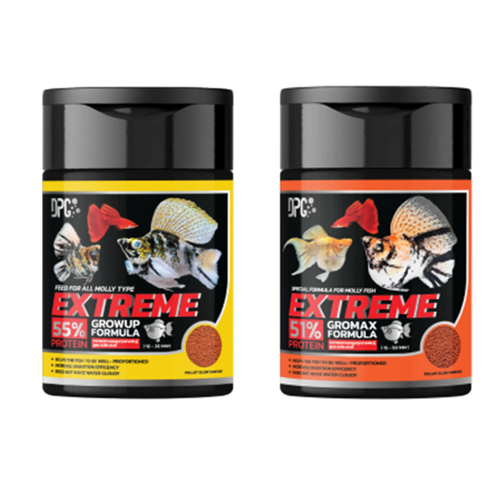 DPG Extreme Growup Formula อาหารปลาบอลลูน สูตรเร่งโต & เร่งสี  โปรตีนสูง 55% (ลูกปลา) และ 51% (ปลาโต)
