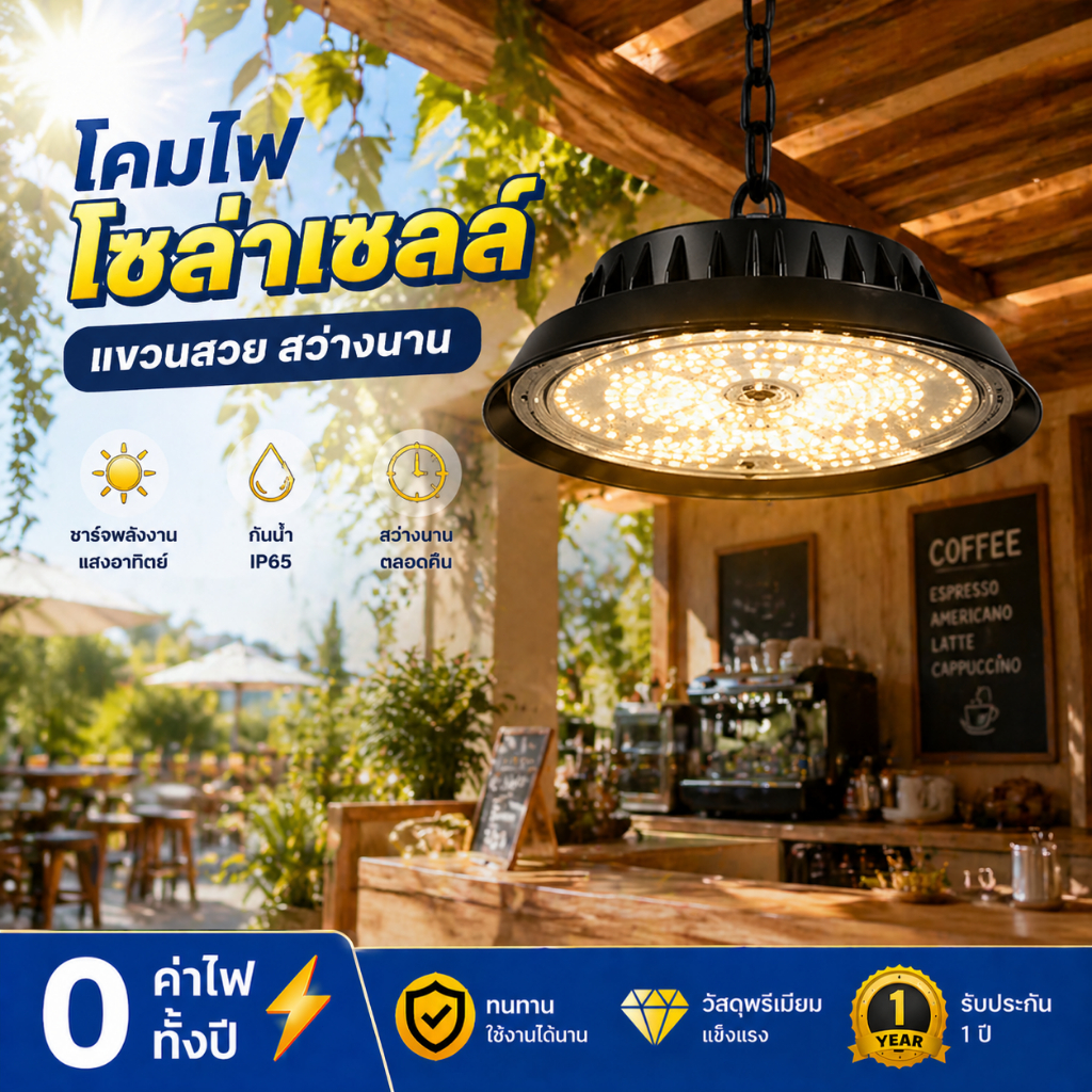 โคมไฟโซล่าเซลล์แขวน LED 980000W กันน้ำ IP67 ชาร์จพลังงานแสงอาทิตย์ สว่างนาน เปิดอัตโนมัติ ไฟแขวนกลางแจ้ง ร้านกาแฟ