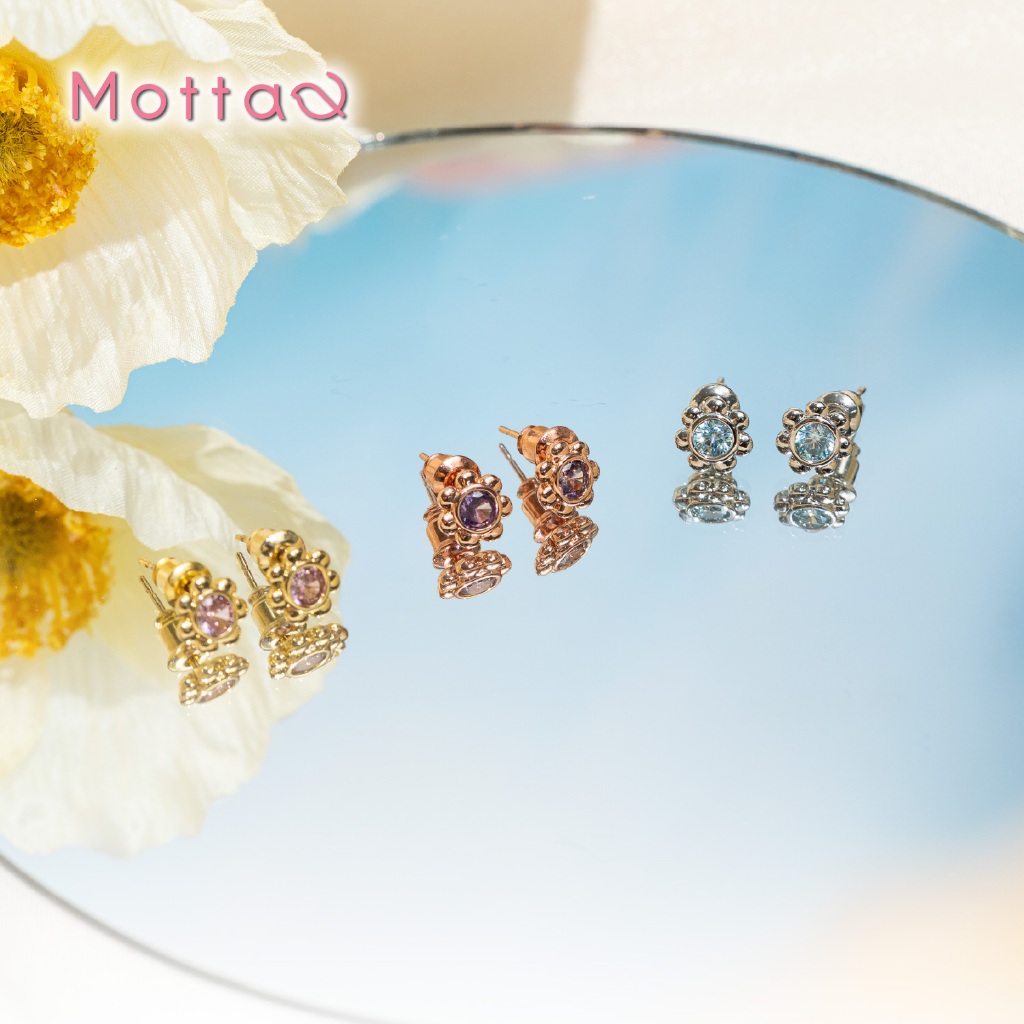 Motta Morning Bloom Collection ต่างหูชุบทองคำขาว ดีไซน์เรียบง่าย รับประกันไม่แพ้ไม่คัน  Nickel Free