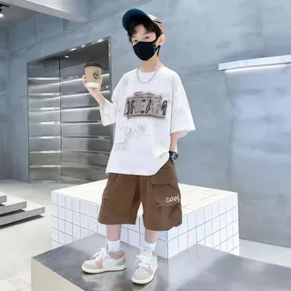 BEAR BABY ชุดลำลองเด็กทรงหลวม ชาย หญิง สีฟ้า สีน้ำตาล เด็กเล็ก-เด็กโต พิมพ์ลาย ผ้านุ่มใส่สบาย