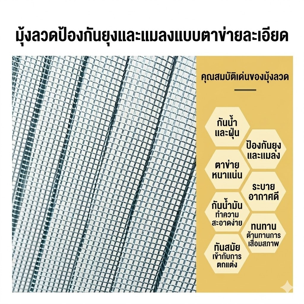 ประตูกันยุง ประตูมุ้ง ประตูมุ้งจีบติดตั้งเอง วงกบประตูอลูมิเนียม กันยุง ระบายอากาศดี ติดตั้งง่าย รูปที่ 4