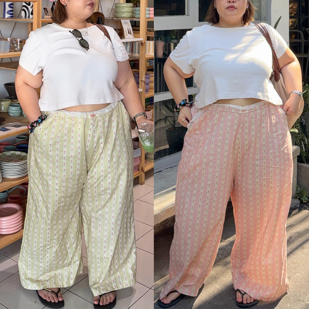 Tulip pants กางเกงขายาวลายดอกไม้ | Preeyaaa