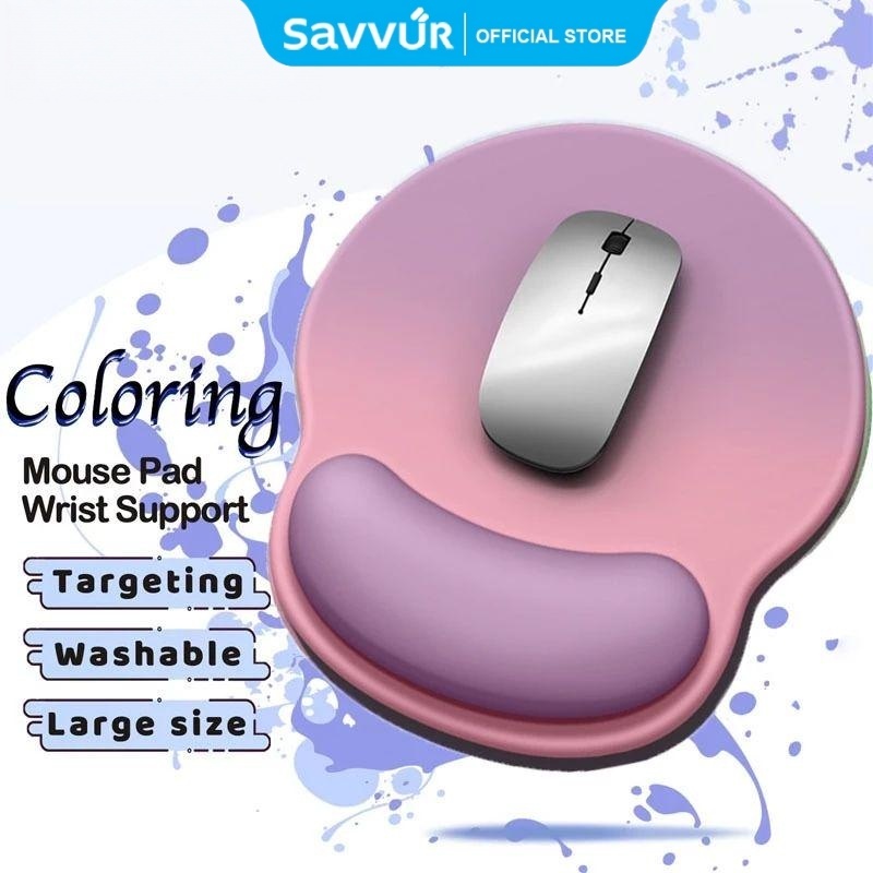 Savvur แผ่นรองเมาส์ซิลิโคนไล่โทนสีพร้อมยามข้อมือลื่นเสื่อหนูนุ่ม ป้องกันความเสียหาย ด้วยคุณภาพระดับพรีเมียม