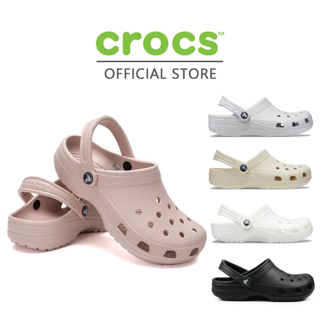 Crocs รองเท้าแตะแฟชั่น ซีรีส์คลาสสิก รองเท้าแตะชายหญิง รองเท้าผู้ใหญ่สไตล์เรียบง่าย รองเท้าแบบกลาง - 5 สี 10001