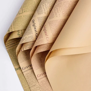 กระดาษห่อช่อดอกไม้ลายหนังสือพิมพ์อังกฤษ 50x70 ซม. 10 แผ่น กระดาษคราฟท์วินเทจ สำหรับห่อของขวัญ