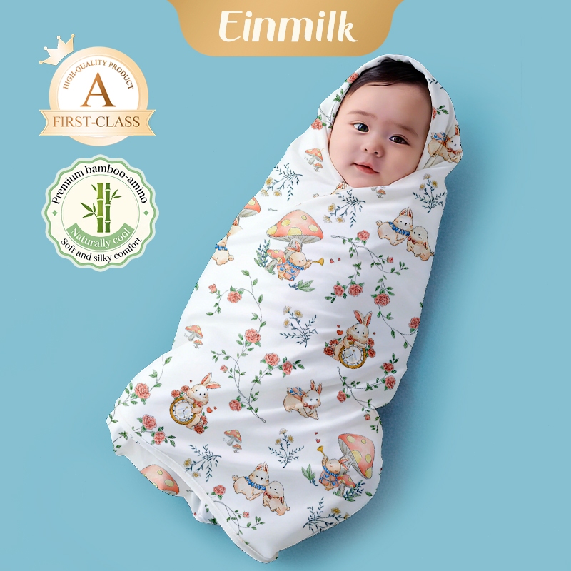 Einmilk ผ้าห่มห่อเด็ก ผ้าไผ่แอนตี้แบคทีเรีย 10A ป้องกันไรฝุ่น ผ้าคลุมทารก สบายผิว เหมาะทุกฤดูกาล