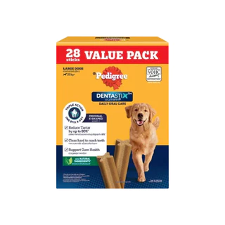 [แพ็กสุดคุ้ม 28 แท่ง] PEDIGREE Dentastix ขนมขัดฟันสุนัข สุนัขพันธุ์เล็ก กลาง ใหญ่