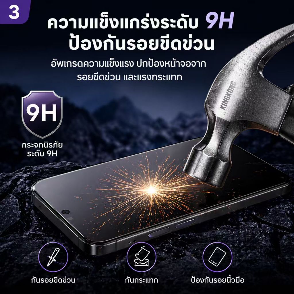 ฟิล์มกระจกUV จอโค้ง แสดงภาพคมชัด ปลดล็อกด้วยลายนิ้วมืออย่างรวดเร็ว สำหรับ S24utlra S23/22/21/20 Reno11 V30 V30PRO V25 รูปที่ 3