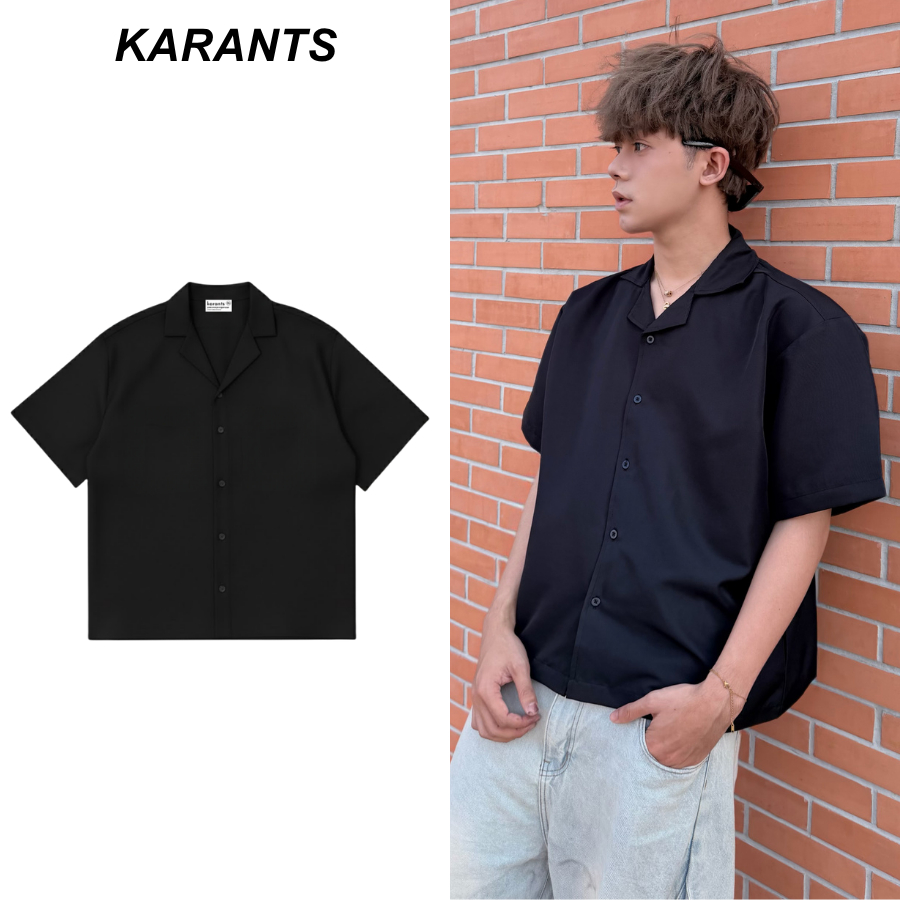 (Restock เยอะมาก) Karants  เสื้อเชิ้ตแขนสั้น ทรง Boxy คอปกวี ผ้าคอตตอนเย็น กันยับ เกรดพรีเมียม - KR3