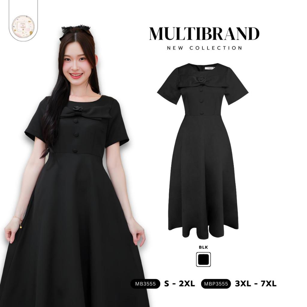 Fairyangelstore - เดรสแขนยาว+โบว์ดอกไม้ติดอก (MB3555)